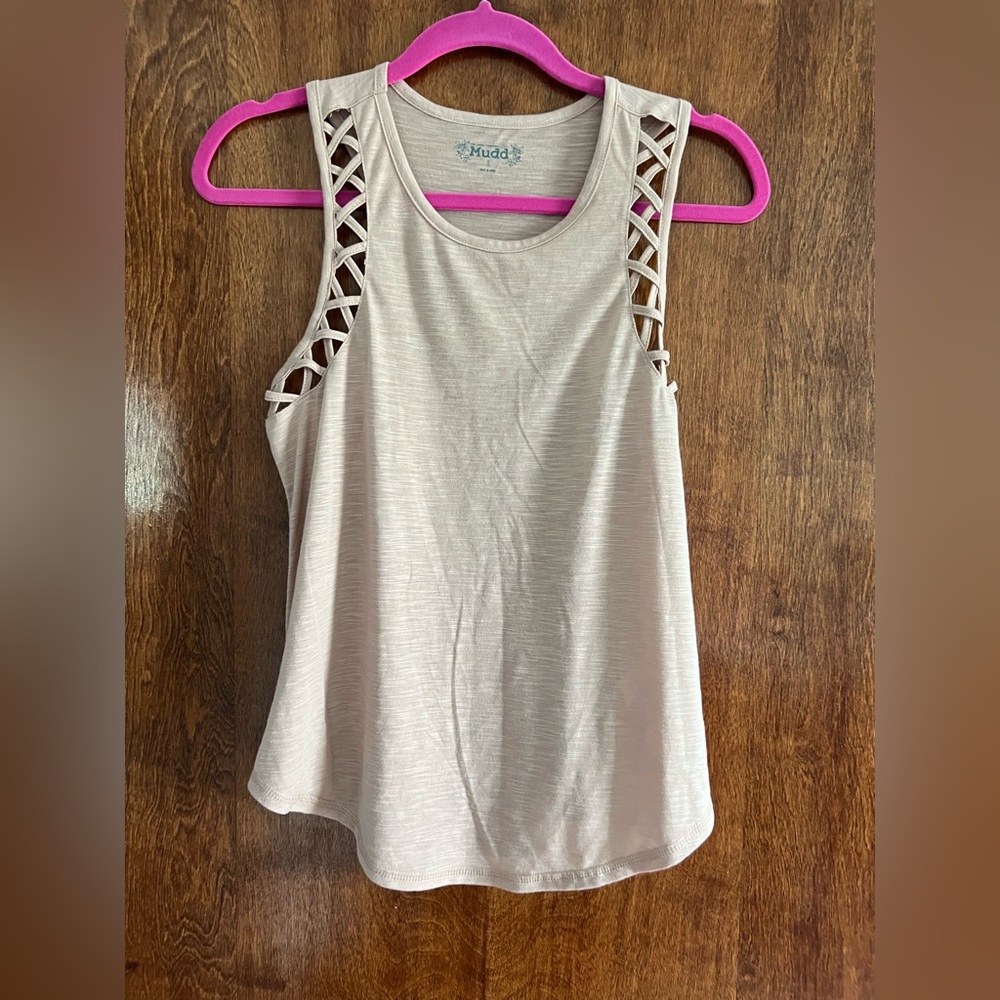 Dusty rose cutout tank top‎